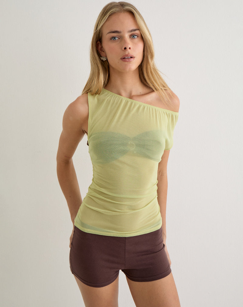 Tanjiro Off Shoulder Top in Mesh Green