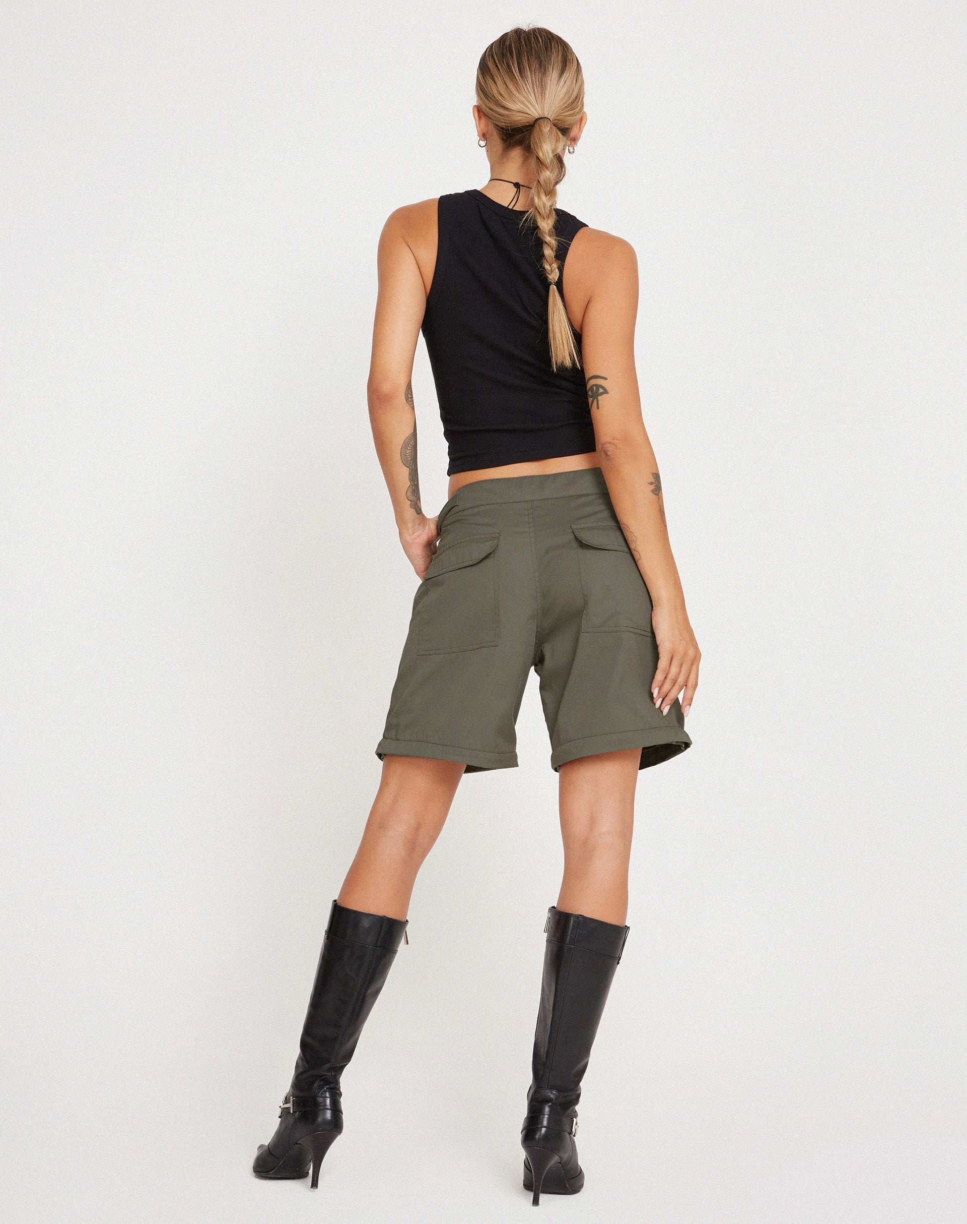 image of Tansy Wide Leg Cargo Trouser in Stone Green