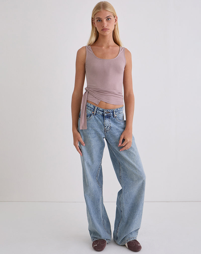 Image of Tanzy Tie Top in Jersey Dusty Mauve
