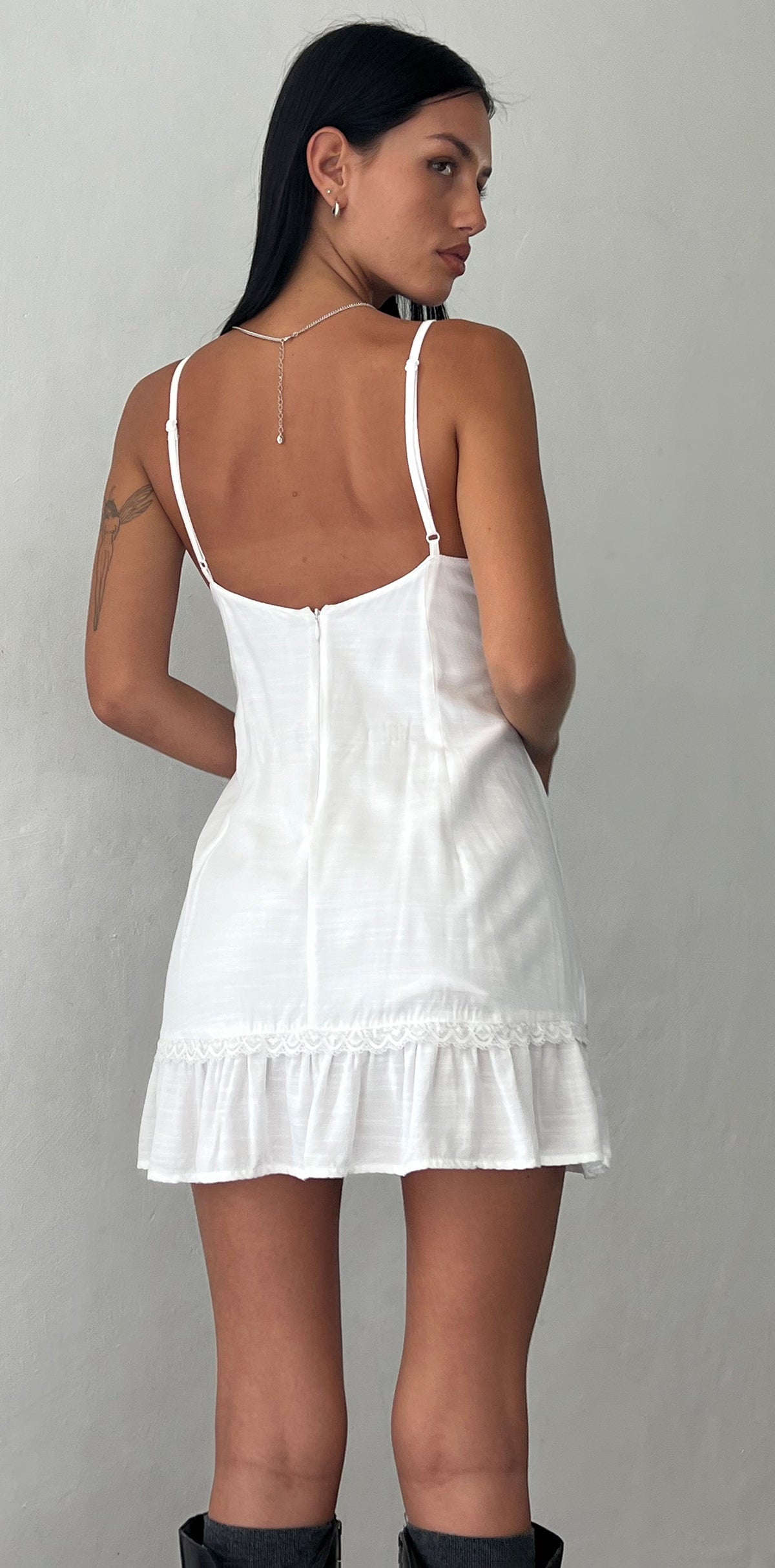 White Frill Mini Dress