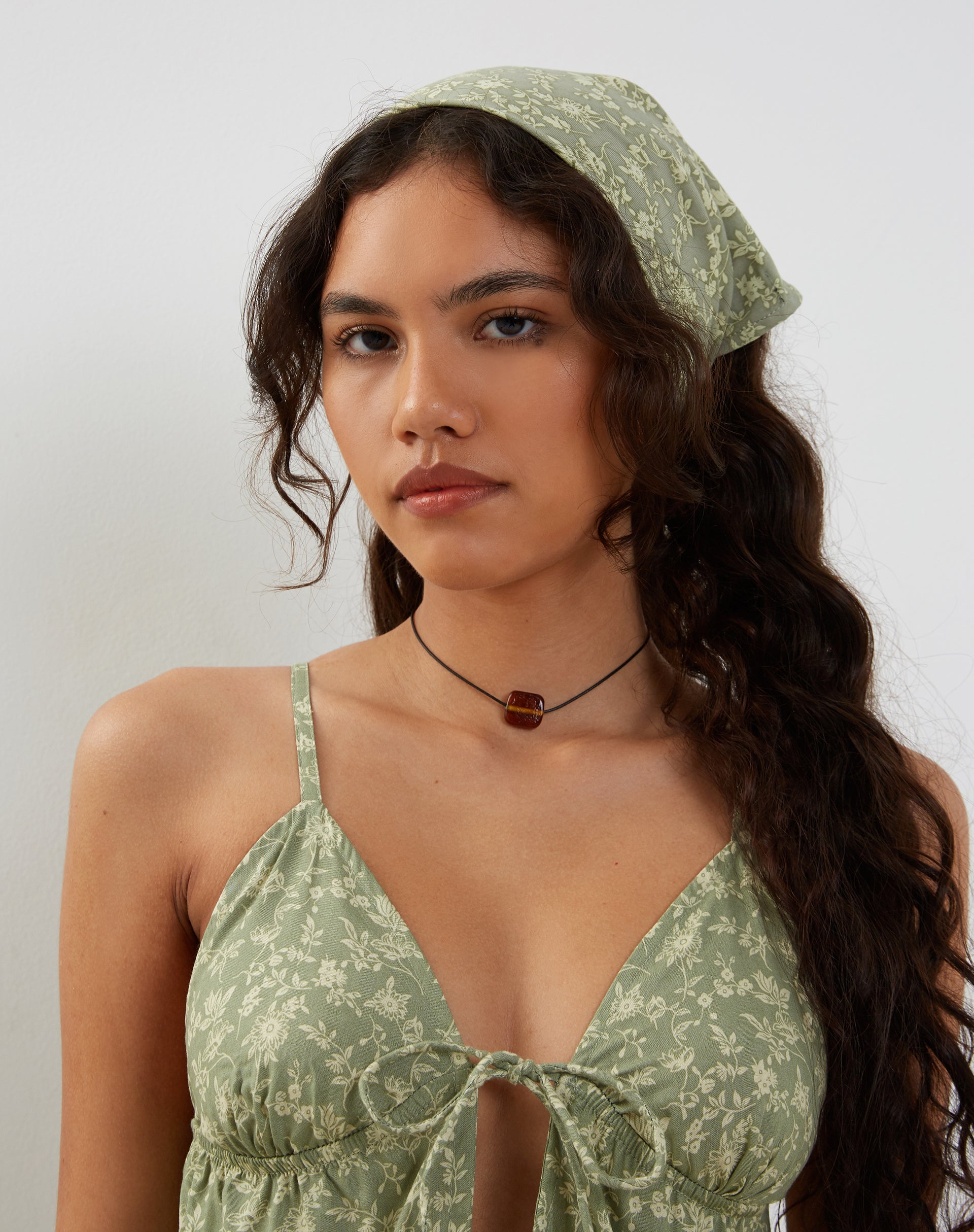 Ditsy Floral Green Tie Front Cami Top | Tezza – motelrocks