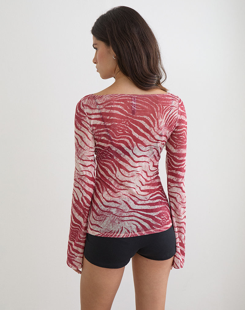 Image of Tineko Long Sleeve Top in Wild Animal Red