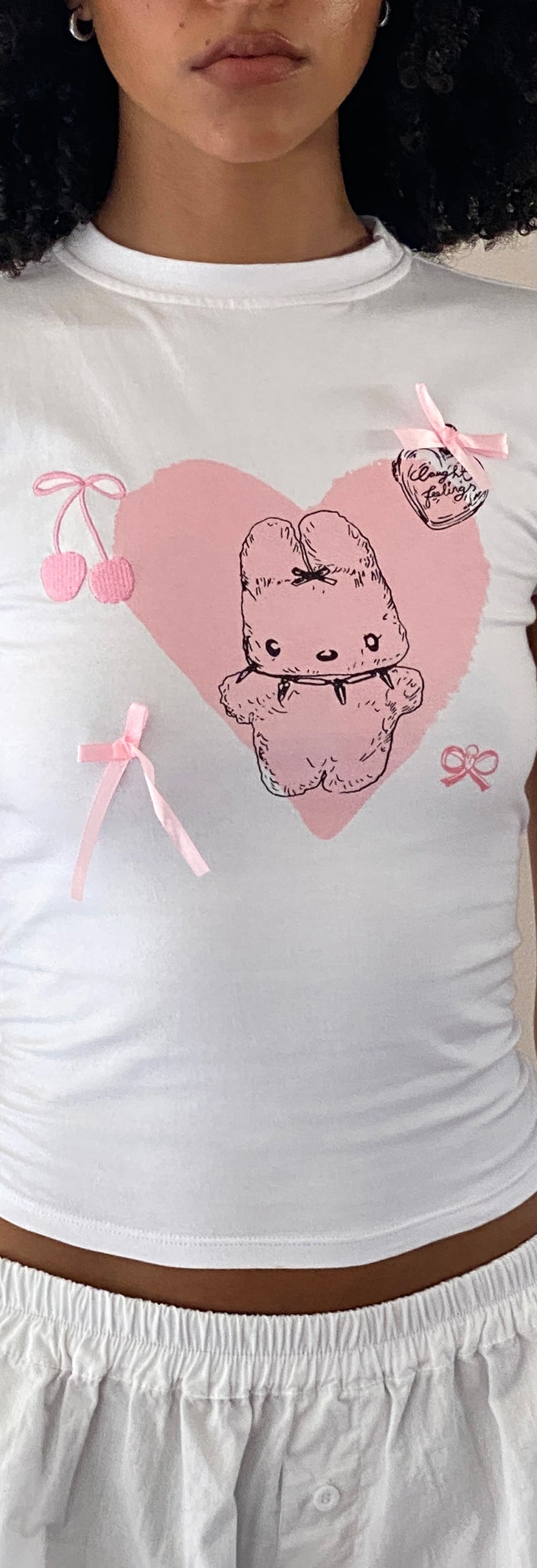Tiona Cropped Tee in Peony Pink Bunny