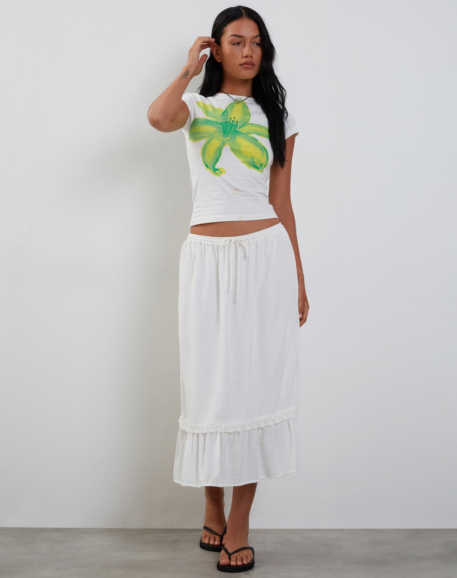 Image of Tiona Printed Tee in Summer Flower Lime