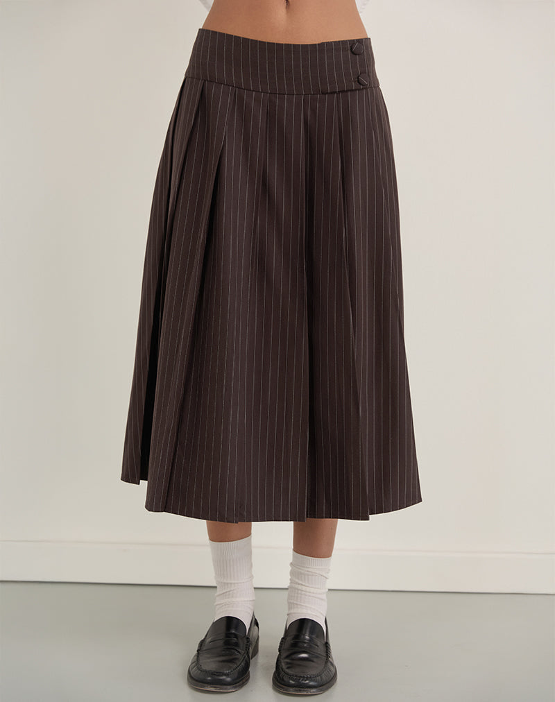 Dark Brown Pinstripe Skirt | Tisrah – motelrocks-com-us