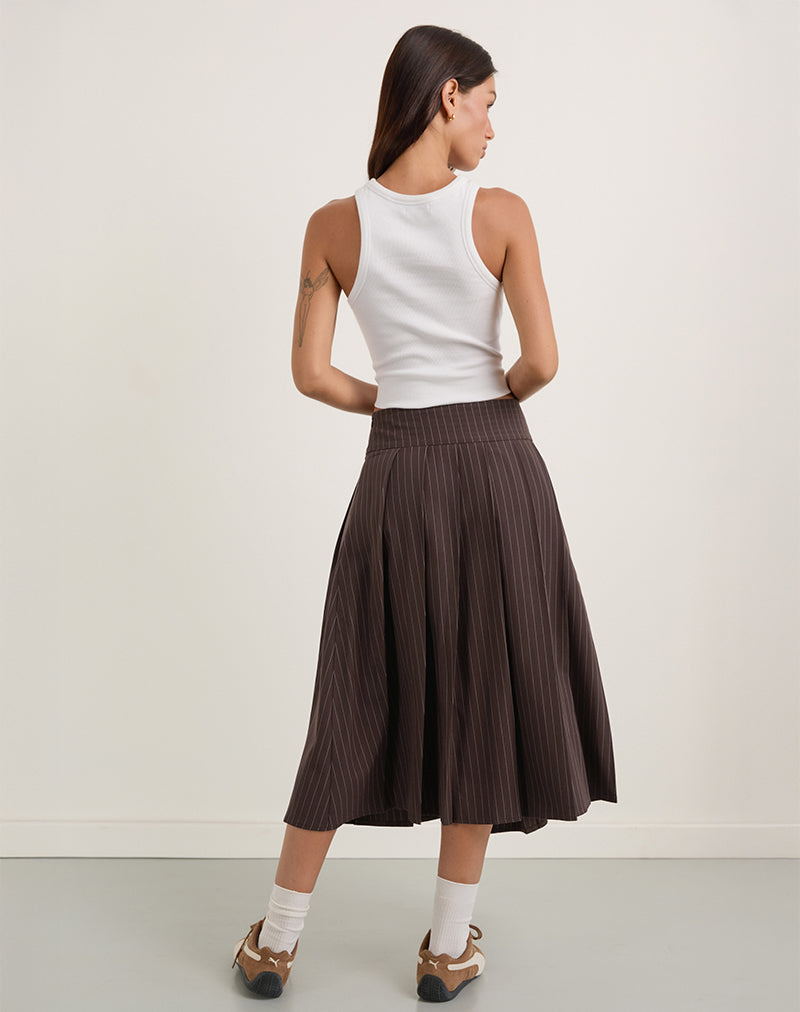 Dark Brown Pinstripe Skirt | Tisrah – motelrocks-com-us