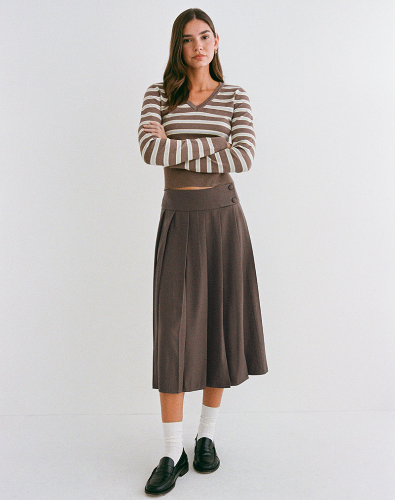 Image of Tisrah Midi Skirt in Truffle
