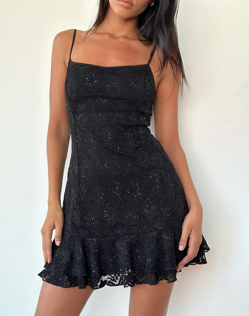 Image of Tita Mini Dress in Black Sequin Lace