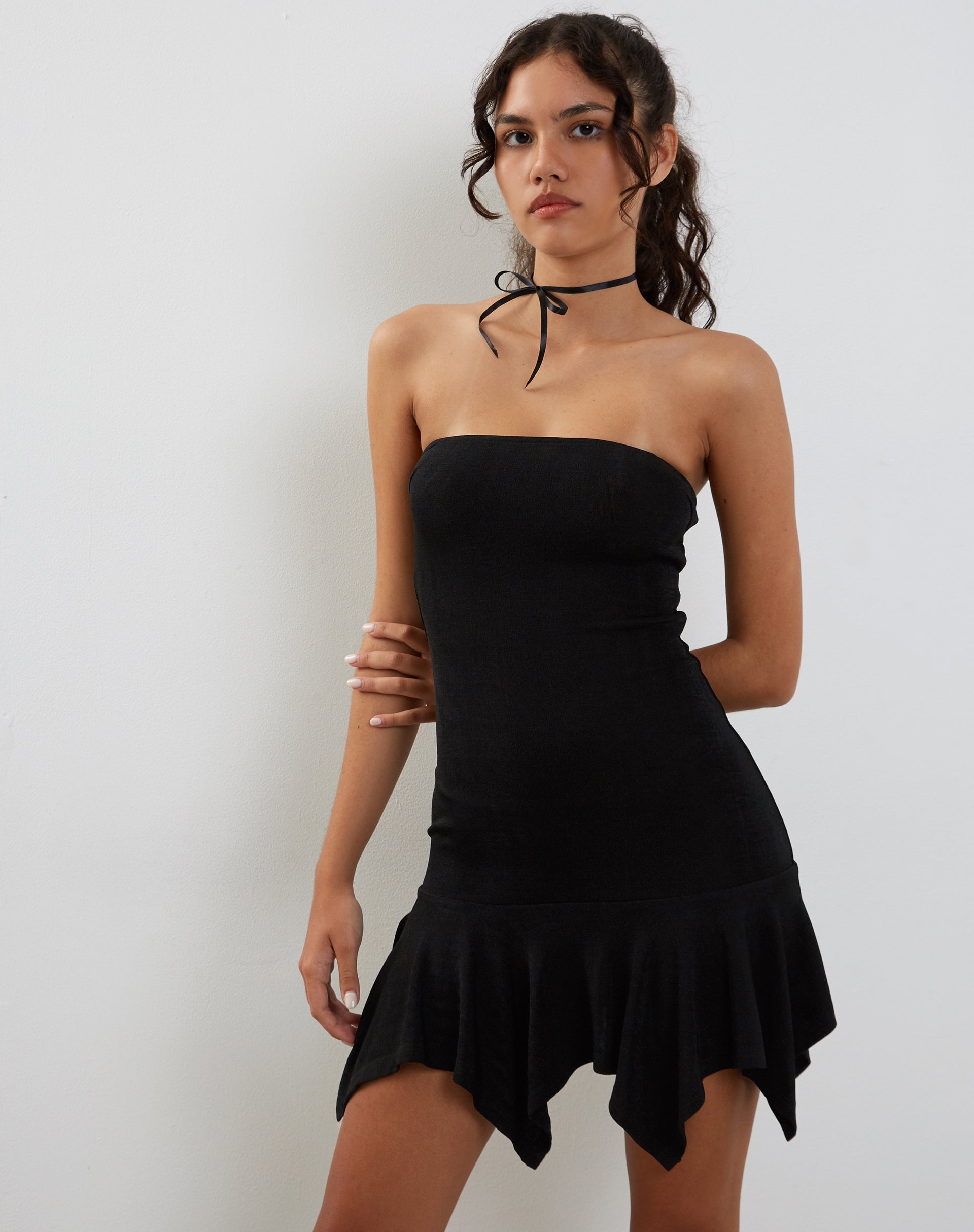Towina Bandeau Slinky Mini Dress in Black Towina Bandeau Slinky Mini Dress in Black