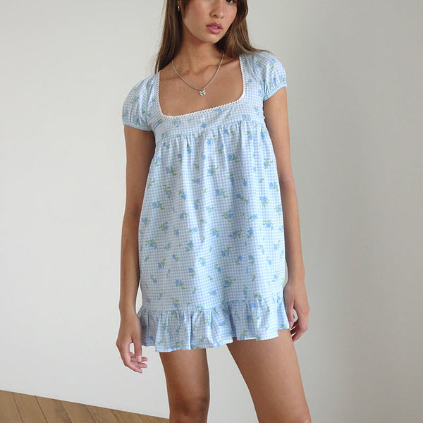Little Moments Gingham Midi Dress - Blue