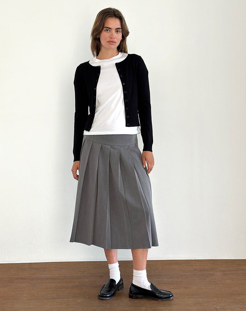 Image of Trisma Pleated Midi Skirt in Charcoal Grey