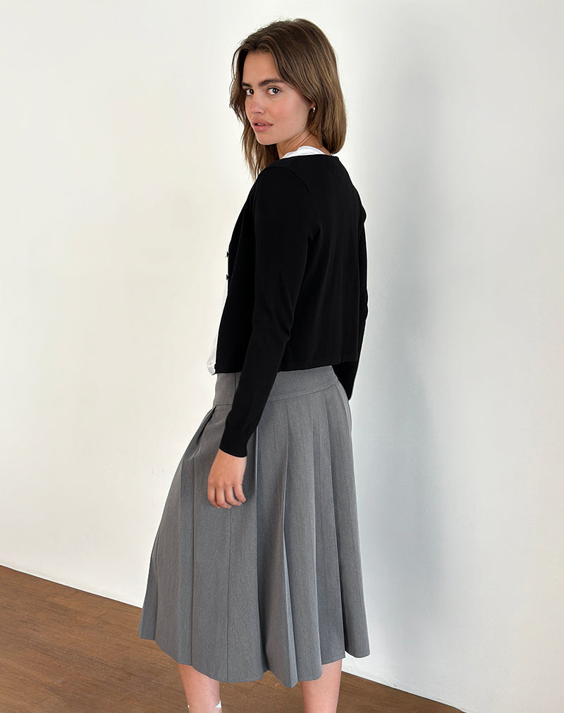 Image of Trisma Pleated Midi Skirt in Charcoal Grey