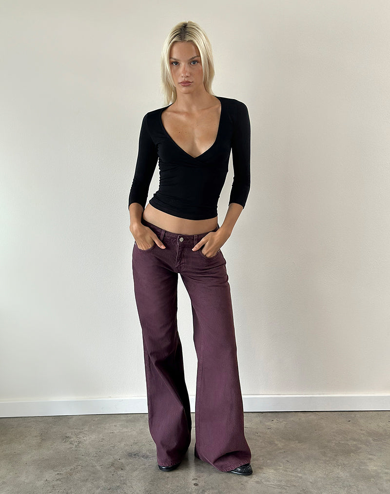 Low Rise Slouchy Flare Jeans in Pinot Noir