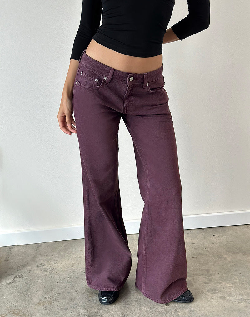 Low Rise Slouchy Flare Jeans in Pinot Noir