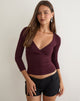 Image of Trudis Wrap Top in Jersey Dark Plum