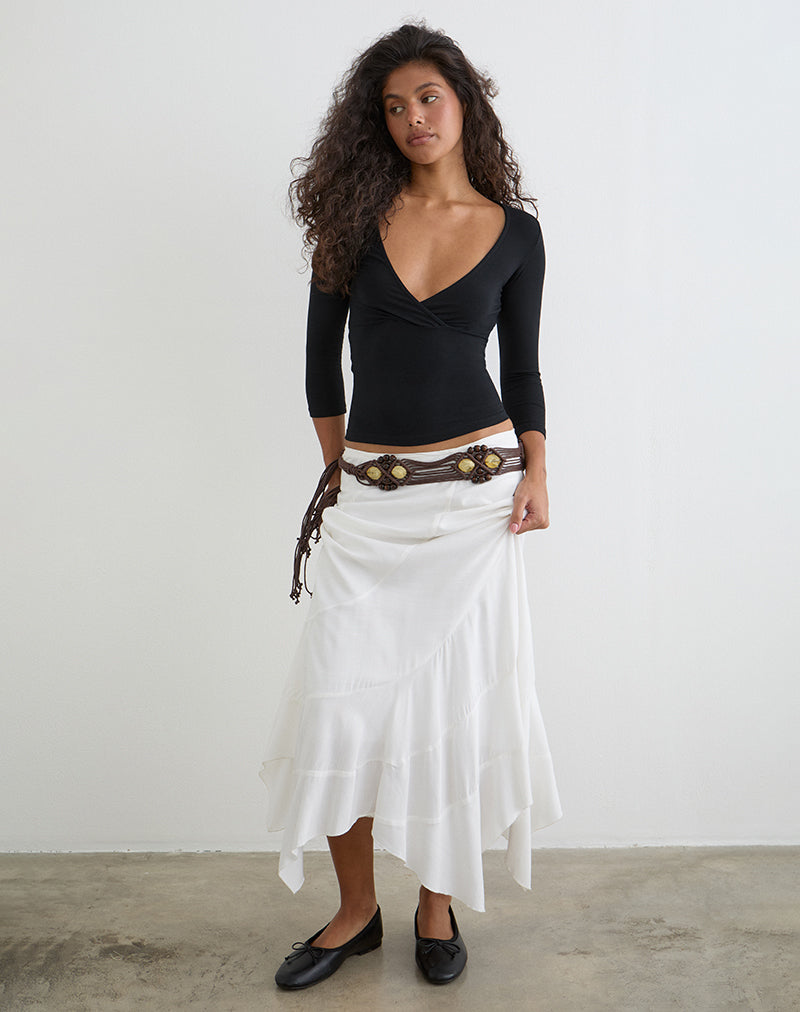 Image of Trudis Wrap Top in Jersey Black