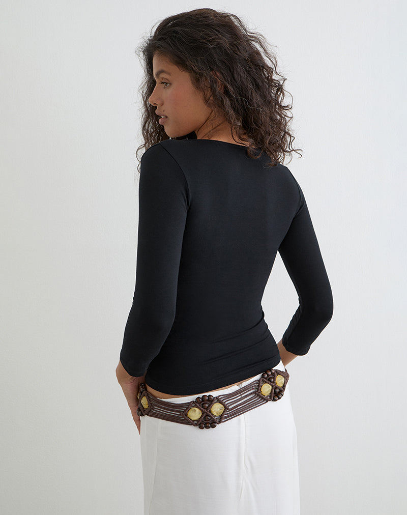 Image of Trudis Wrap Top in Jersey Black