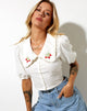 Image of Tucci Top in White Strawberry Embro