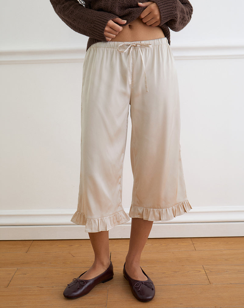 Tunelia Capri Trouser in Satin Champagne