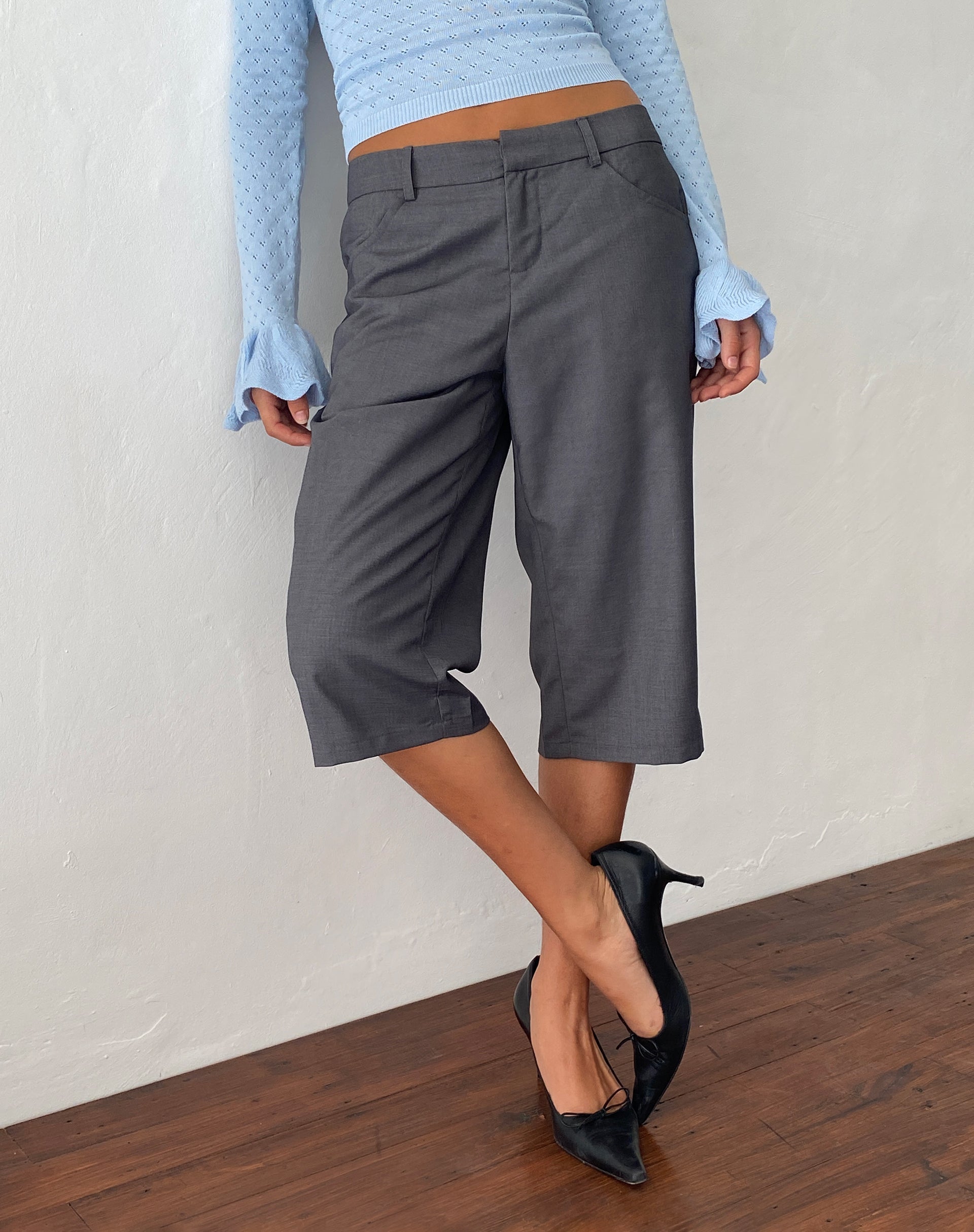 Tailoring Grey Capri Trouser | Tuni – motelrocks-com-us