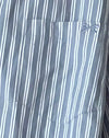 Turner Shirt in Grey and White Stripe with M Embroidery