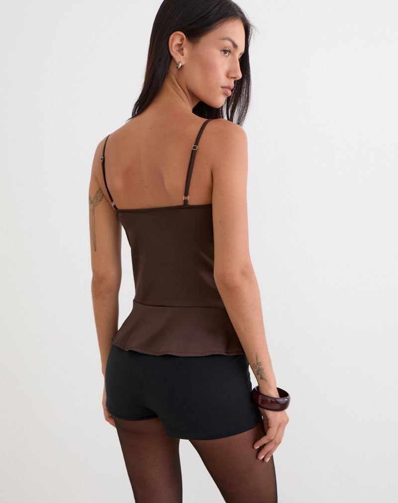 Dark Brown Satin Cami Top | Turuti – motelrocks-com-us