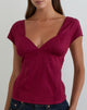 Image of Uliva Cap Sleeve Corset Top in Poplin Burgundy