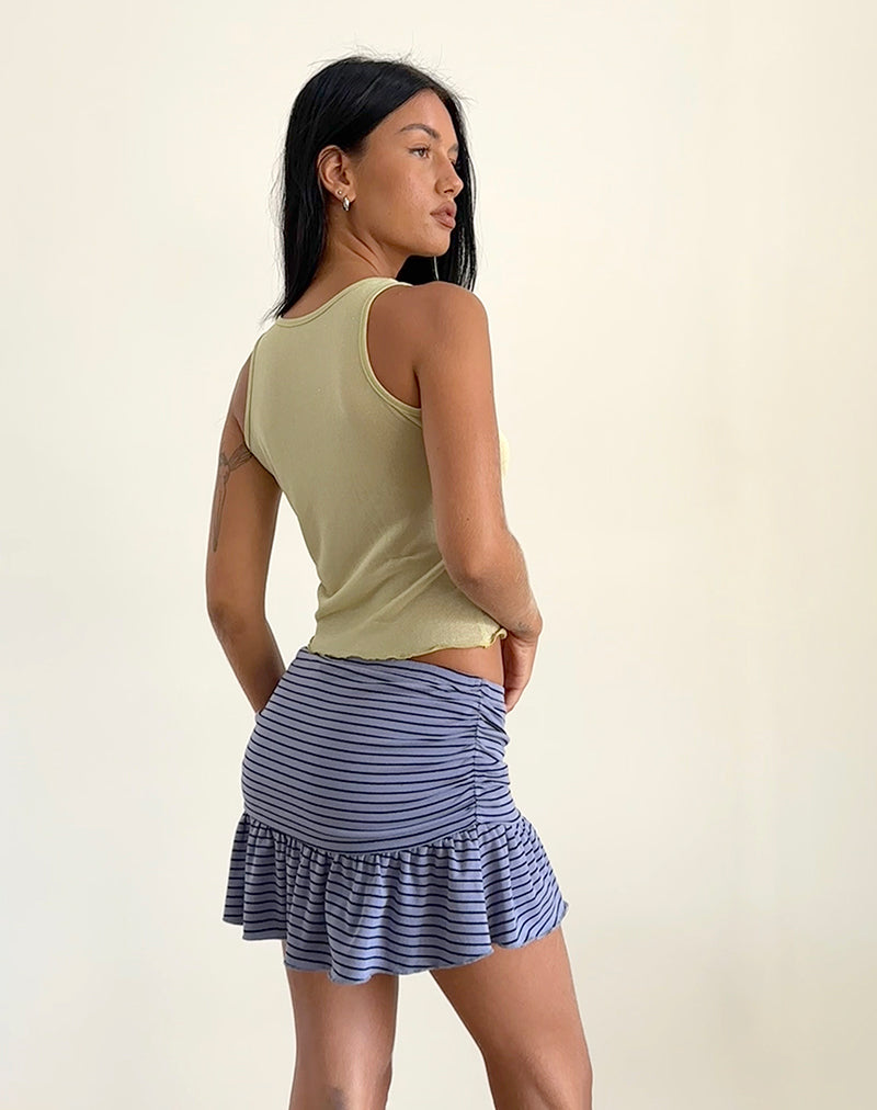 Blue and Black Stripe Mini Skirt | Nefeli – motelrocks-com-us