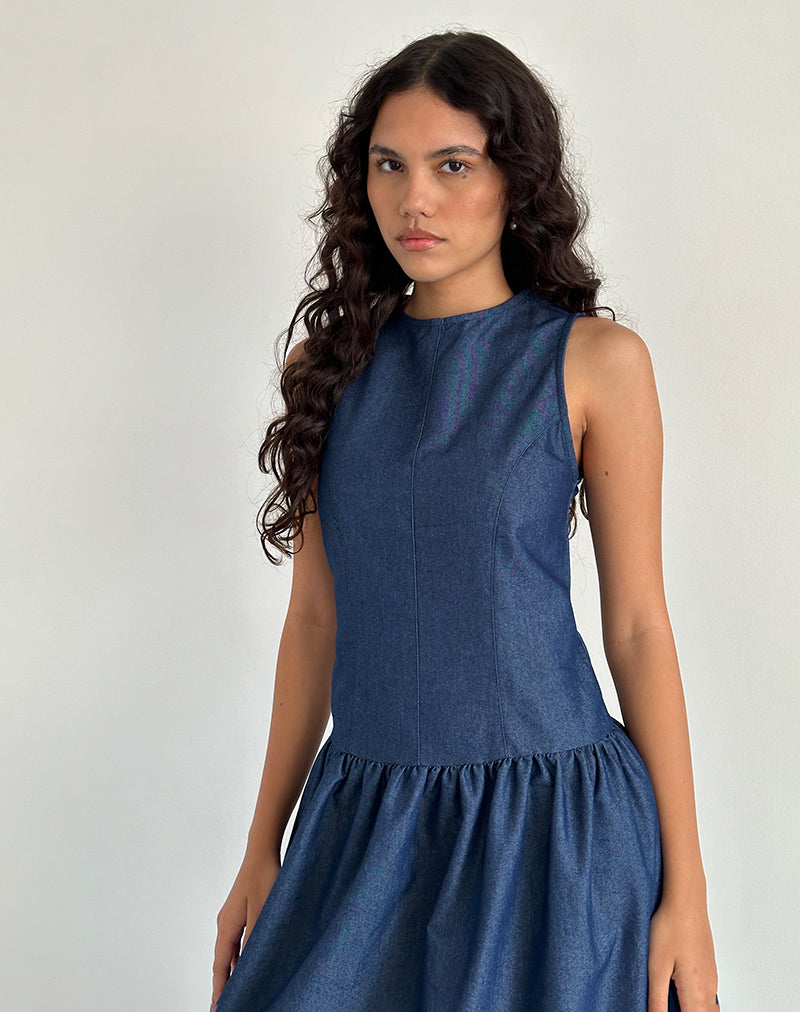 Uretta Maxi Dress in Denim Indigo Uretta Maxi Dress in Denim Indigo