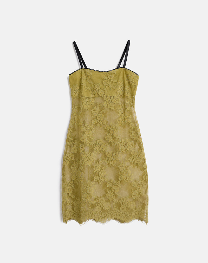 Urian Dress in Eyelash Lace Chartreuse Urian Dress in Eyelash Lace Chartreuse