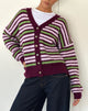 Image of Uriela Cardigan in Green Pink and Burgundy Stripes