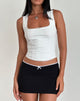 image of Vadia Mini Skirt in Black with White Picot Trim and Bow