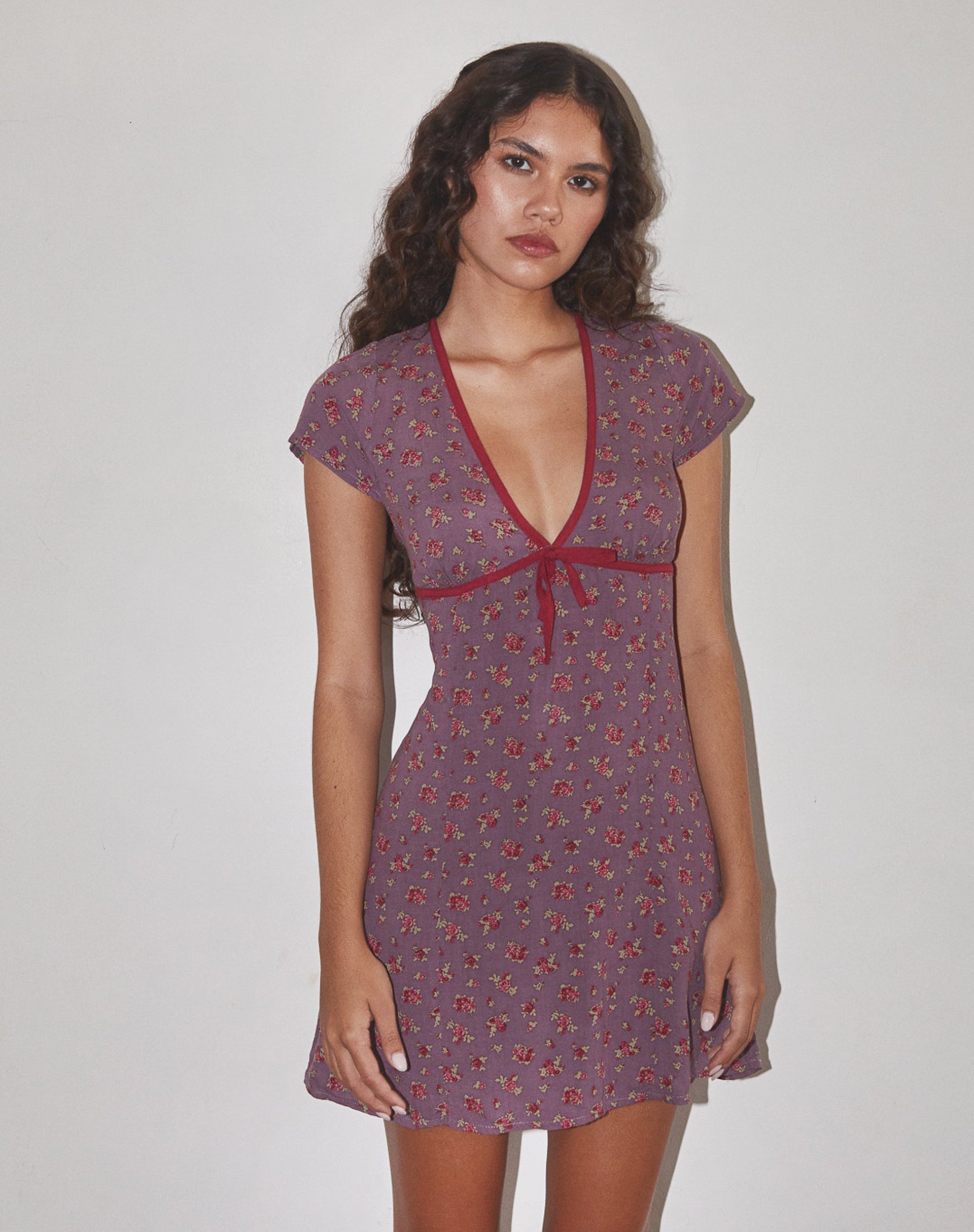 Vaiso Mini Dress in Flowing Rose Deep Purple Vaiso Mini Dress in Flowing Rose Deep Purple