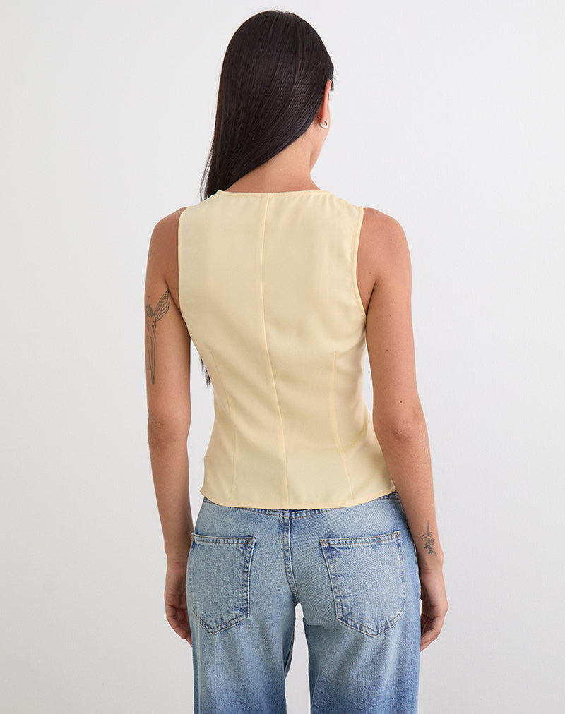 Image of Valeska Lace Insert Top in Satin Lemon