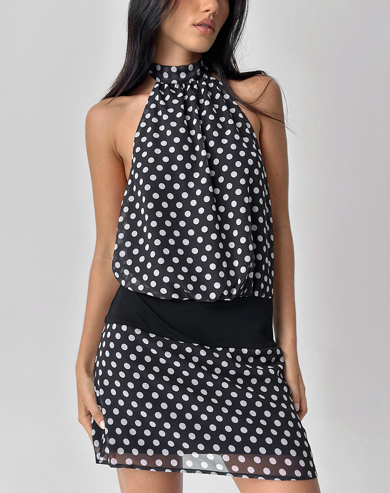 Valina Mini Dress in Basic Polka Black