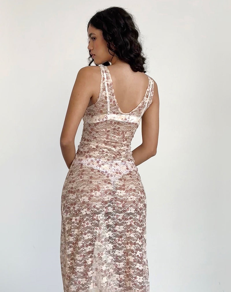 Valtheni Maxi Dress in Chic Petal Pink Lace