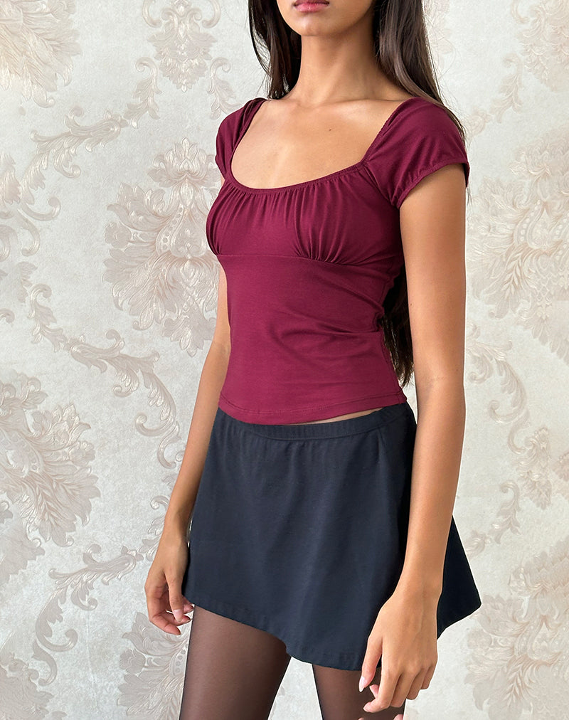 Vardah Top in Burgundy Jersey