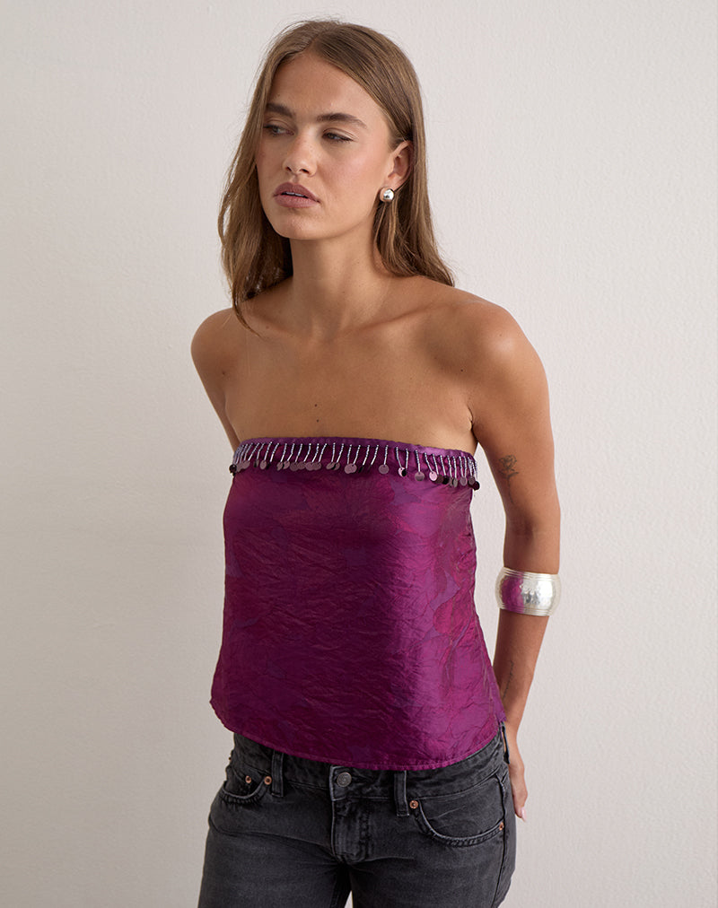 Image of Vars Top in Glitter Chiffon Deep Purple