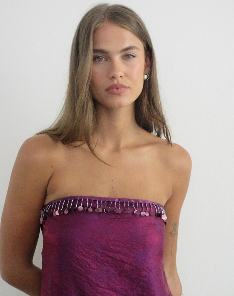 Image of Vars Top in Glitter Chiffon Deep Purple