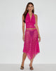 Image of Cinta Low Rise Midi Skirt in Orchid Lace Hot Pink