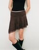 Image of Velanie Drape Mini Skirt in Lace Chocolate