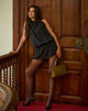 Image of Veloria Halterneck Mini Dress in Black Chiffon with Lining