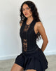 Image of Verbena Lace Panel Top in Black Tailoring