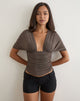 Image of Vernia Plunge Batwing Top in Cupro Dark Brown