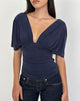 Image of Vernia Plunge Batwing Top in Cupro Navy