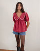 Image of Viana Blouse in Adrenaline Red with White Trim