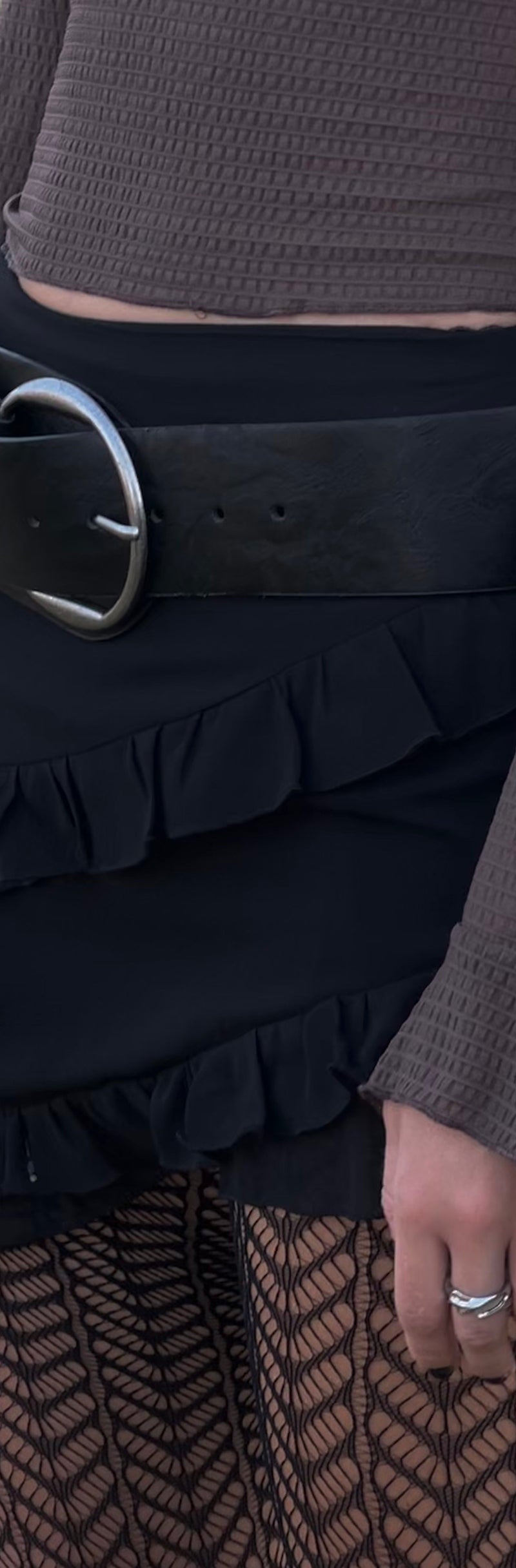 Black Chiffon Mini Ruffle Skirt | Malinna – motelrocks-com-us
