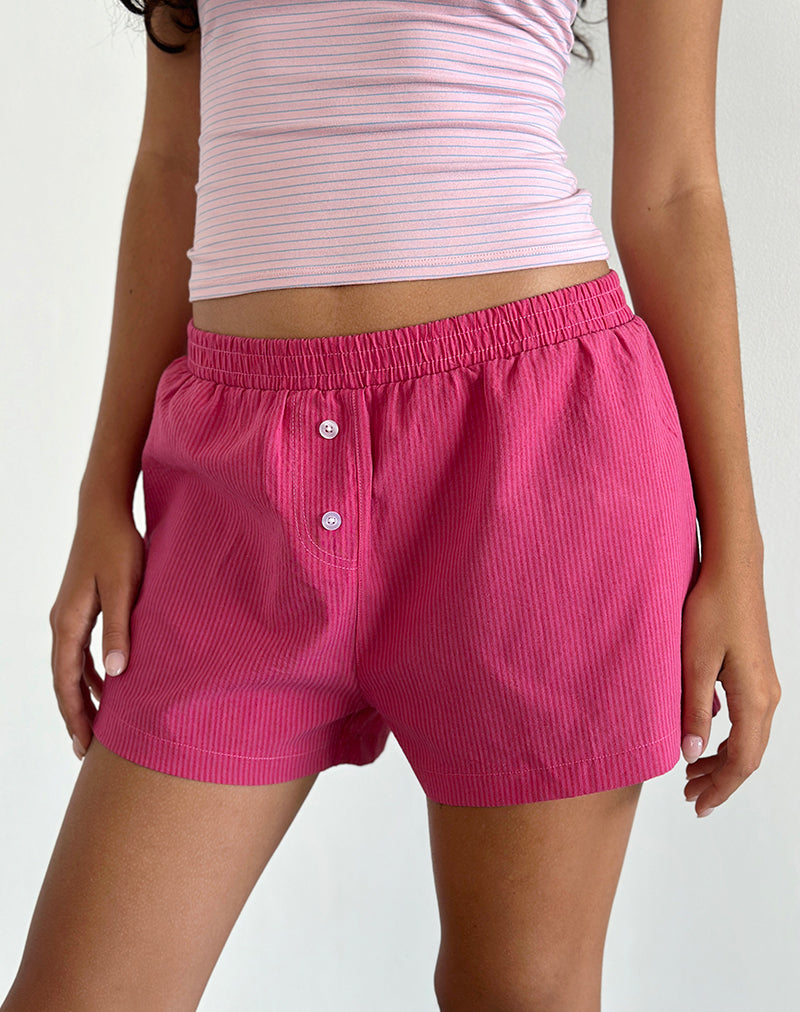 Image of Voir Shorts in Poplin Red and Pink Stripe