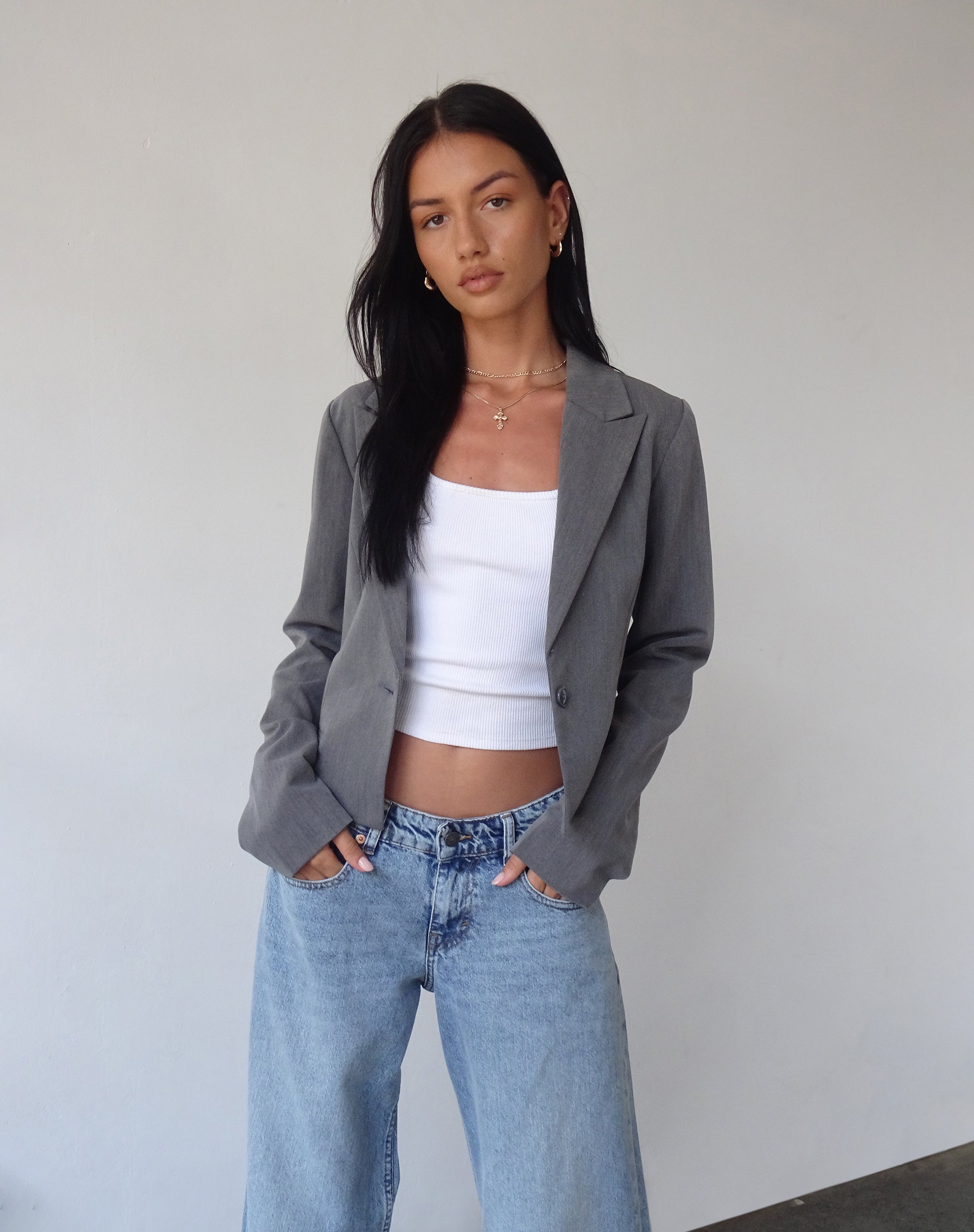 Cropped hot sale gray jacket