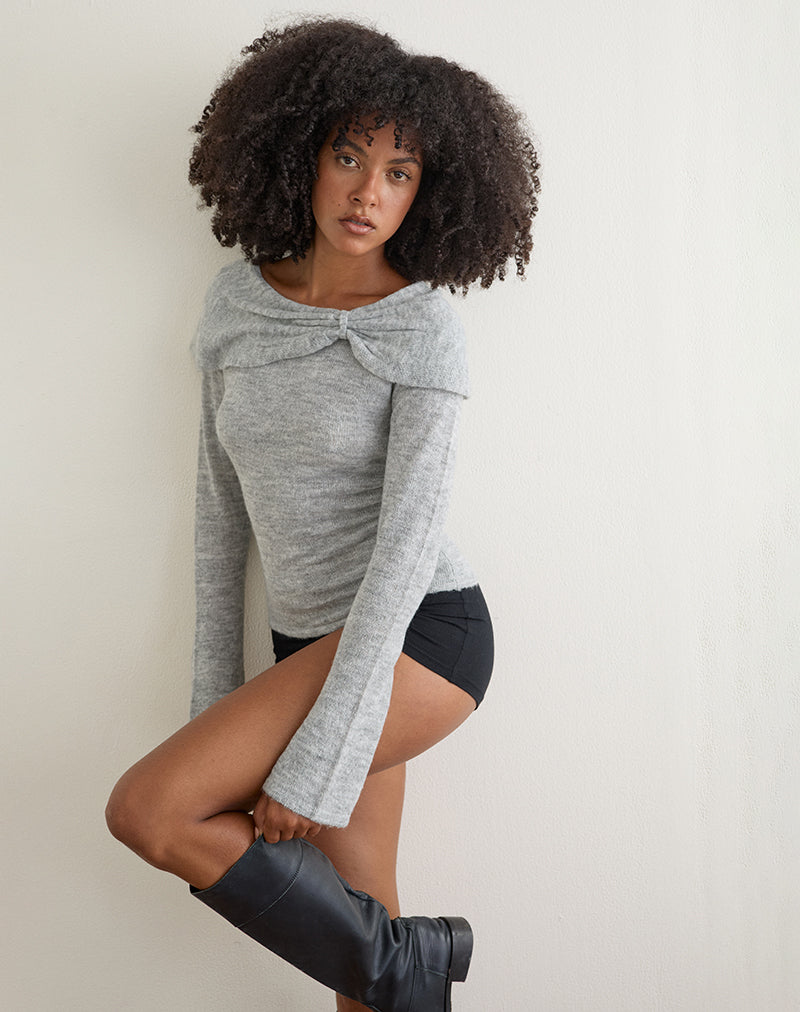 Image of Waliya Jumper in Sheer Knit Grey